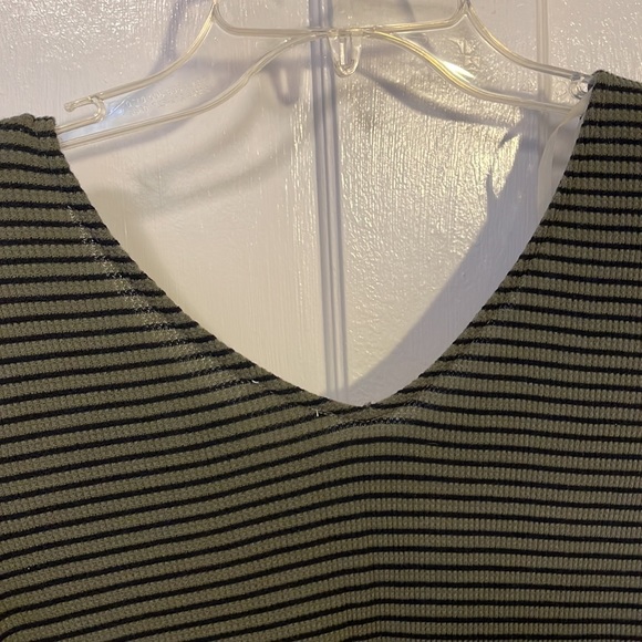 Knit Dress Form Fit S Neck Green Black Stripes Long Sleeve Size Med NWT “decree” - Picture 5 of 10
